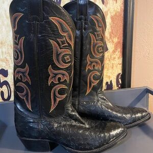 Justin Boots Black and Orange Heeled Boots